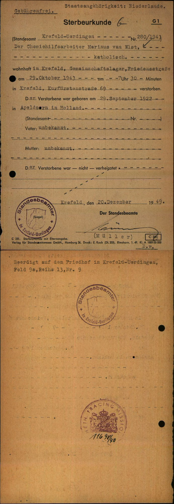 Duitse overlijdensakte