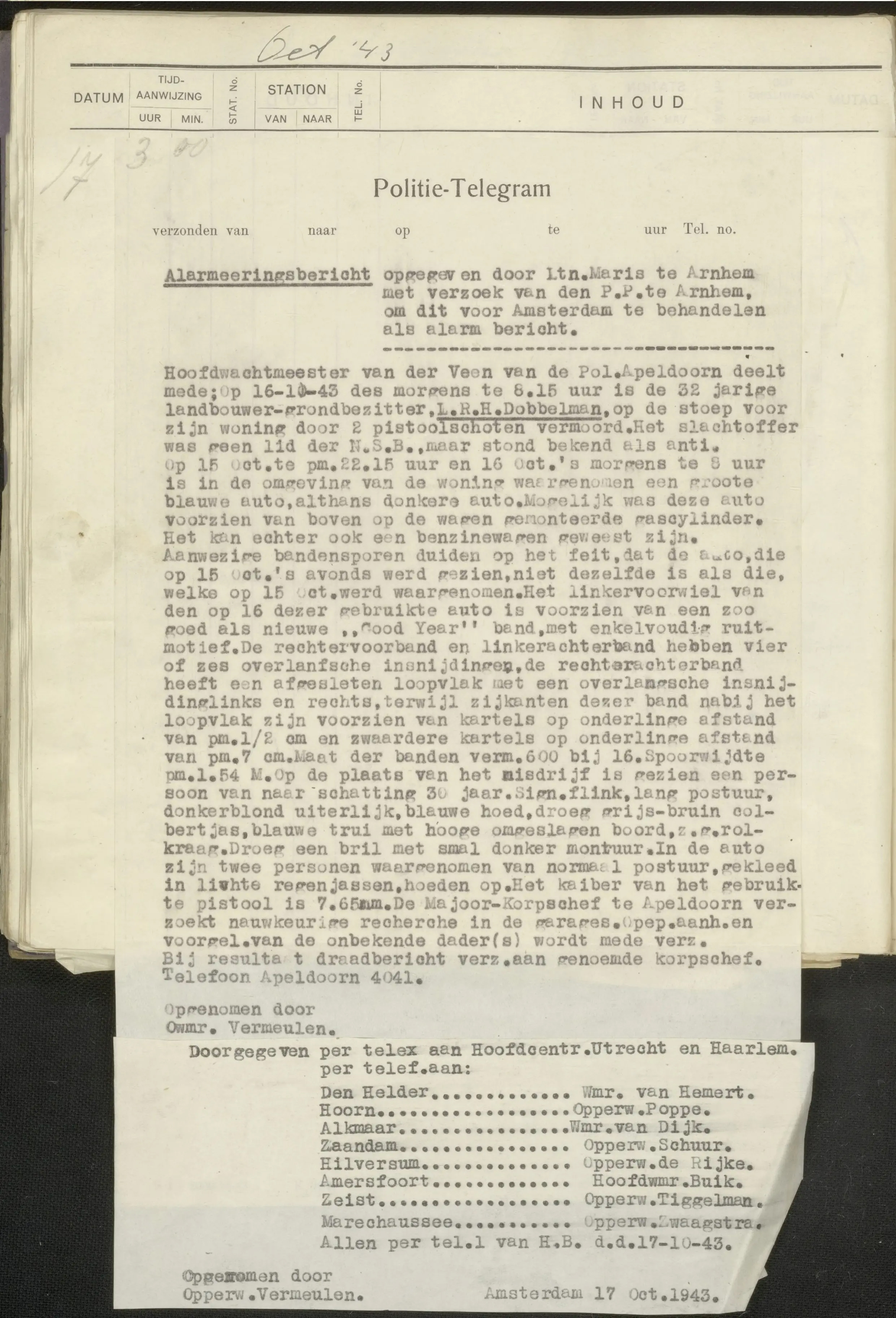 Politiebericht Herman Walter