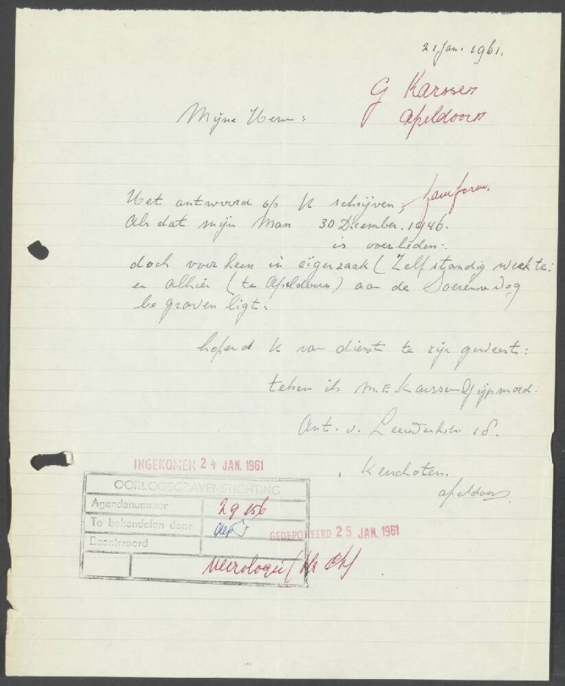 Historisch document Gerrit Karssen